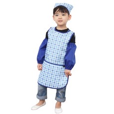 Plie 男童格紋無袖圍裙+頭巾+袖子+夾鏈收納袋