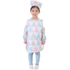 Plie 女童三角圖案無袖圍裙+頭巾+袖套+夾鏈收納袋