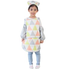 Plie 女童三角圖案無袖圍裙+頭巾+袖套+夾鏈收納袋