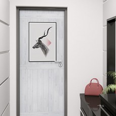 GGOOMIM 北歐動物藝術玄關門貼紙 瞪羚, A款 (面板背景)