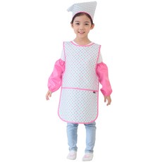 Plie 孩童點點無袖防水圍裙+頭巾+袖套+收納袋