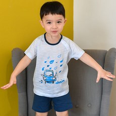 메이키즈 남아용 붕붕레인 슬라브 5부 상하의 실내복