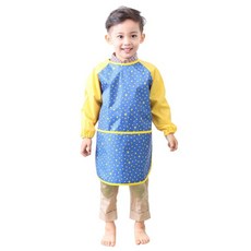 플리에 남아용 긴소매 앞치마, 파랑 + 노랑별