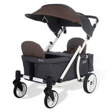 시크포베이비 유아용 프론토 웨건 캐노피형 유모차 화이트프레임, 멜란지 브라운