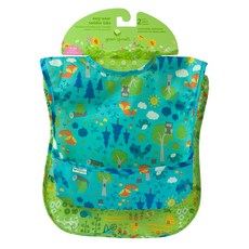 green sprouts 小綠芽 易穿式圍兜組, 藍色+綠色, 2入