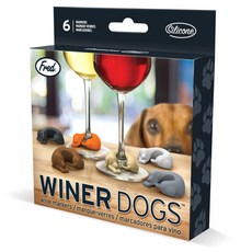 Fred 小狗造型酒杯記號環, 混色, 6件