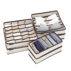 House Recipe 無紡佈內衣收納袋套裝 3 x 2p 象牙色, 象牙白, 1套