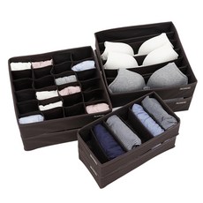 House Recipe 無紡佈內衣收納袋套裝 3 x 2p 棕色, 1套