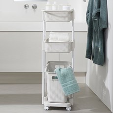 까사미아 DA 넬리 이동식 트롤리 3단, 라이트그레이 + 화이트