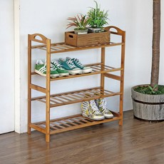 竹製4層鞋架, 單色