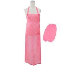 홀릭 땡땡이 앞치마 + 토시 세트, 핑크, 1세트