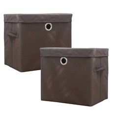 KAZT 方形可摺疊收納箱 2入+蓋子 2入, 棕色的, 1套