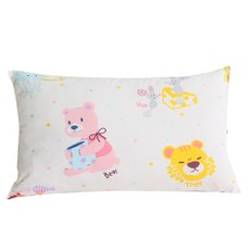 BEAUTE HOUSE 孩童皺摺枕套+纖維枕芯, 動物海洋款(粉色)