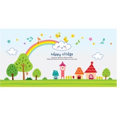 제제데코 칼라안개 창문시트지 해피빌리지 01, 혼합 색상