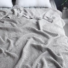 taccatacca 素色華夫格紋棉質夏季薄被, 灰色