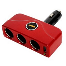 삼진 USB 다이렉트 3구 소켓 레드, 1개