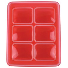 perfection 矽膠立方食品冷凍容器 6格, 透明 紅色