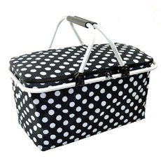 Arico 保溫折疊野餐籃黑點, 黑色