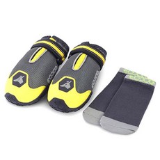 EQDOG 寵物犬外出鞋+拼色襪子, 深灰色+黃色