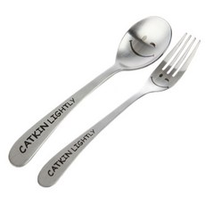 대명코리아 캣킨 라이들리 스텐레스 아동 숟가락 + 포크, 혼합 색상, 1세트