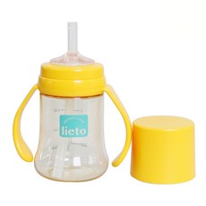 lieto MOTHER'S LOVE PES一體式雙柄吸管水瓶, 黃色, 200ml, 1個