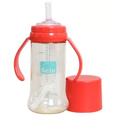 lieto MOTHER'S LOVE PES一體式雙柄吸管水瓶, 紅色, 300ml, 1個