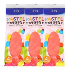 크린랩 파스텔 고무장갑 소 소 S, 오렌지, 3개, 소(S)
