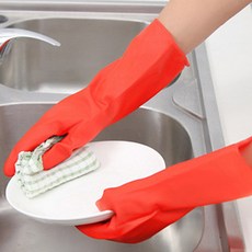 인터팝 가정용 라텍스 고무장갑 레드, 2세트