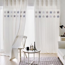 BEBEDECO 白色遮光窗簾 北歐灰色星星 穿孔式, 混合顏色