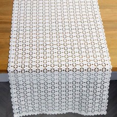 Happytool 花朵刺繡桌巾, 白色的, 小號（90 x 43 厘米）