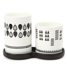 現代線條雙層餐具筒, 1個, 葉子, 三角形