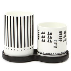 現代線條雙層餐具筒, 1個, 重點線條, 三角形