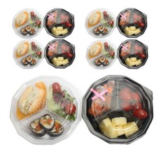 Pikeunikhauseu 3格便當盒 透明 + 黑色 + 透明蓋, 1套, 10個