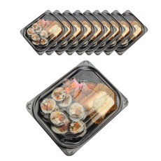 黑色單格長方形便當盒 主體+蓋子, 10入, 1個