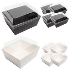 Picnic House 高款方形三明治餐盒 黑色 5入 + 白色 5入 + 透明蓋 10入, 1套, 10個