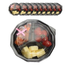 Pikeunikhauseu 黑色三格圓形便當盒 主體+蓋子, 10個, 1個