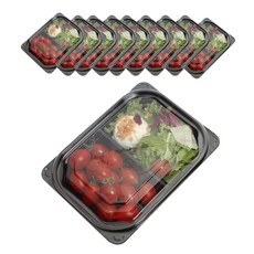 Pikeunikhauseu 黑色2格長方形便當盒 主體 + 蓋子, 10個, 1套