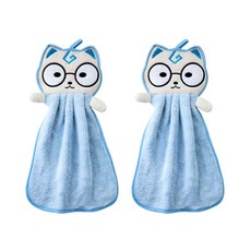 아울리빙 고양이 키친 손수건, 블루, 2개입