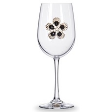 퀸스주얼 블랙 다이아몬드 꽃 와인잔 스템포함, 1개