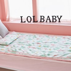 롤베이비 풍기인견 이불 + 패드 + 베개 세트, 플라밍고