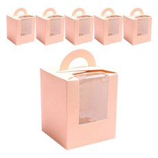 方形禮物紙盒, 粉色的, 6件