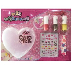 아가플러스 바르는 네일스티커 세트, 핫핑크, 실버펄, 레몬에이드, 매니큐어 3p + 네일버퍼 + 네일스티커 색상랜덤 + 보관함