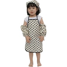 dot RECORD 米色迷你圓點黑邊圍裙+頭巾+托西, 淺褐色的