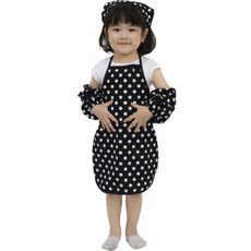 dot RECORD 迷你圓點黑色圍裙+頭巾+托西, 黑色的