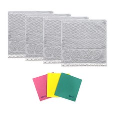 elegance 廚房毛巾 4入+無紡抹布 3入 隨機出貨, 淺灰, 1套