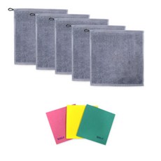Songwol 松月 純色掛式毛巾 5條+不織布德國抹布 3條 隨機出貨, 灰色, 1組