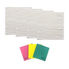 elegance 廚房毛巾 4入+無紡抹布 3入 隨機出貨, 淡黃色, 1套