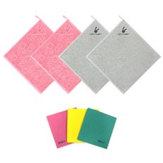 Songwol 松月 Line Rabbit Gorri 毛巾粉色 2p+Line Rabbit Gorri 毛巾灰色 2p+無紡布德國抹布 3p 隨機出貨, 1套, 混合顏色