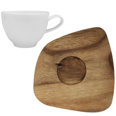 LINEN WHITE 相思方木碟+白茶杯, 混色, 1套