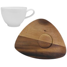 LINEN WHITE 三角相思木盤+茶杯 白色, 混色, 1組